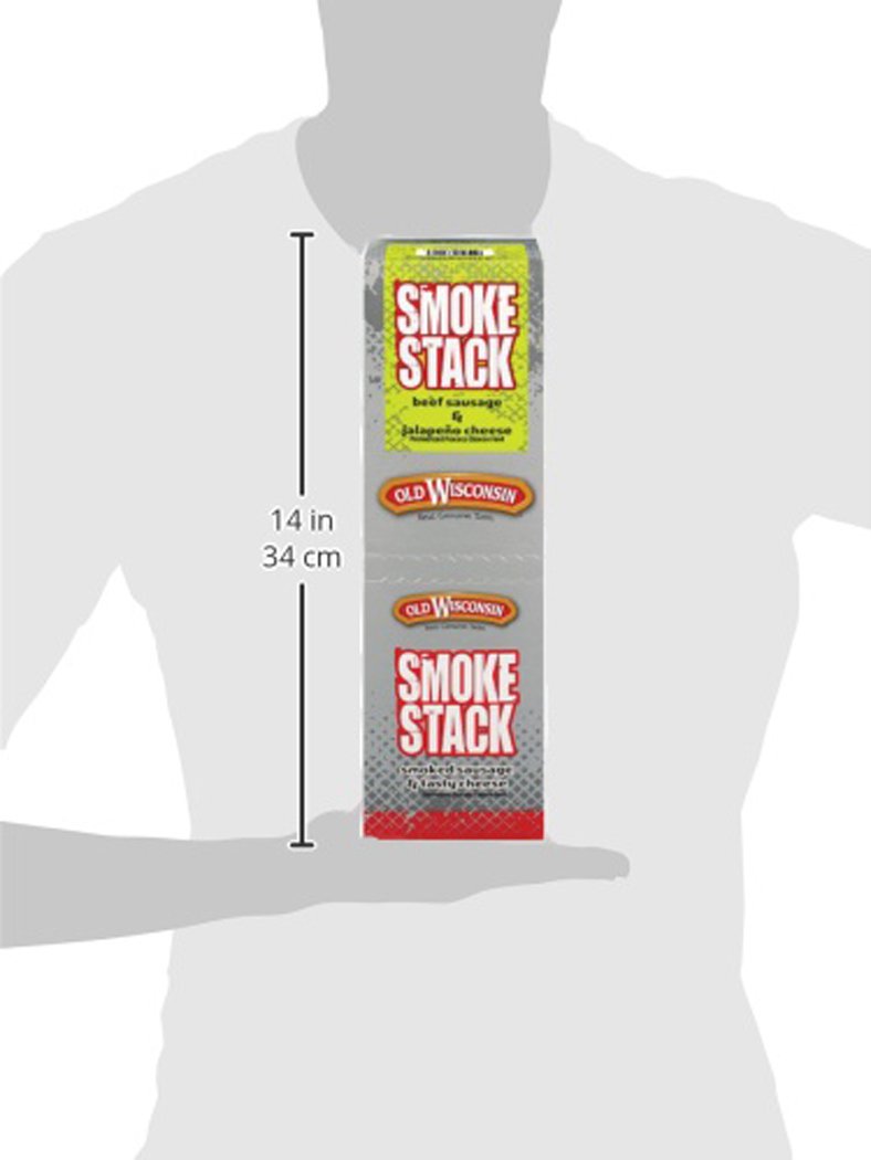 Old Wisconsin Smoke Stacks Beef Sausage with Jalapeno Cheese, 2.5-Ounce Packages (Pack of 18)