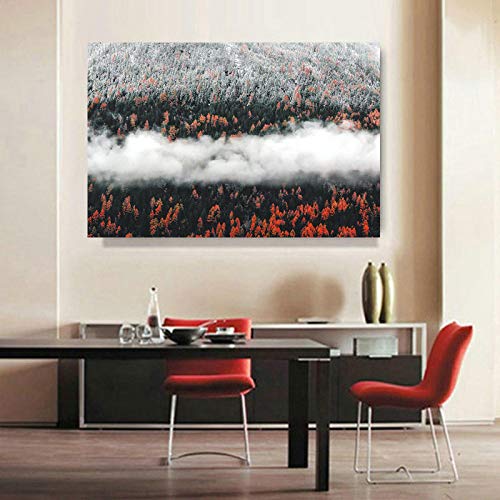 Scène affiche et gravures sans cadre panorama enneigé grand format 80x110