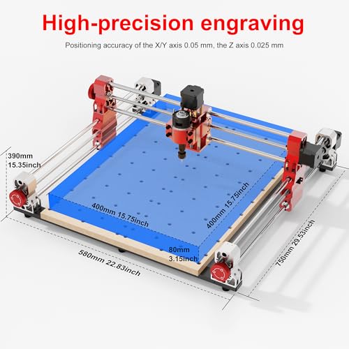 Coolook CNC Router Machine, Upgraded 3 Axis Engraver Machine with Controller, All-Metal CNC Router Machine for Metal, Wood, Acrylic, Working Area 400×400×80mm - Image 2