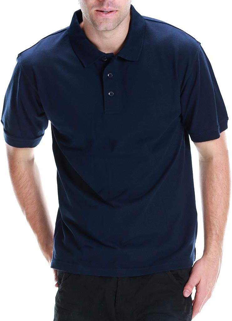 Men's Polo Shirt - Short Sleeve Regular Fit Classic Pique Solid Casual 3 Button Collared Top