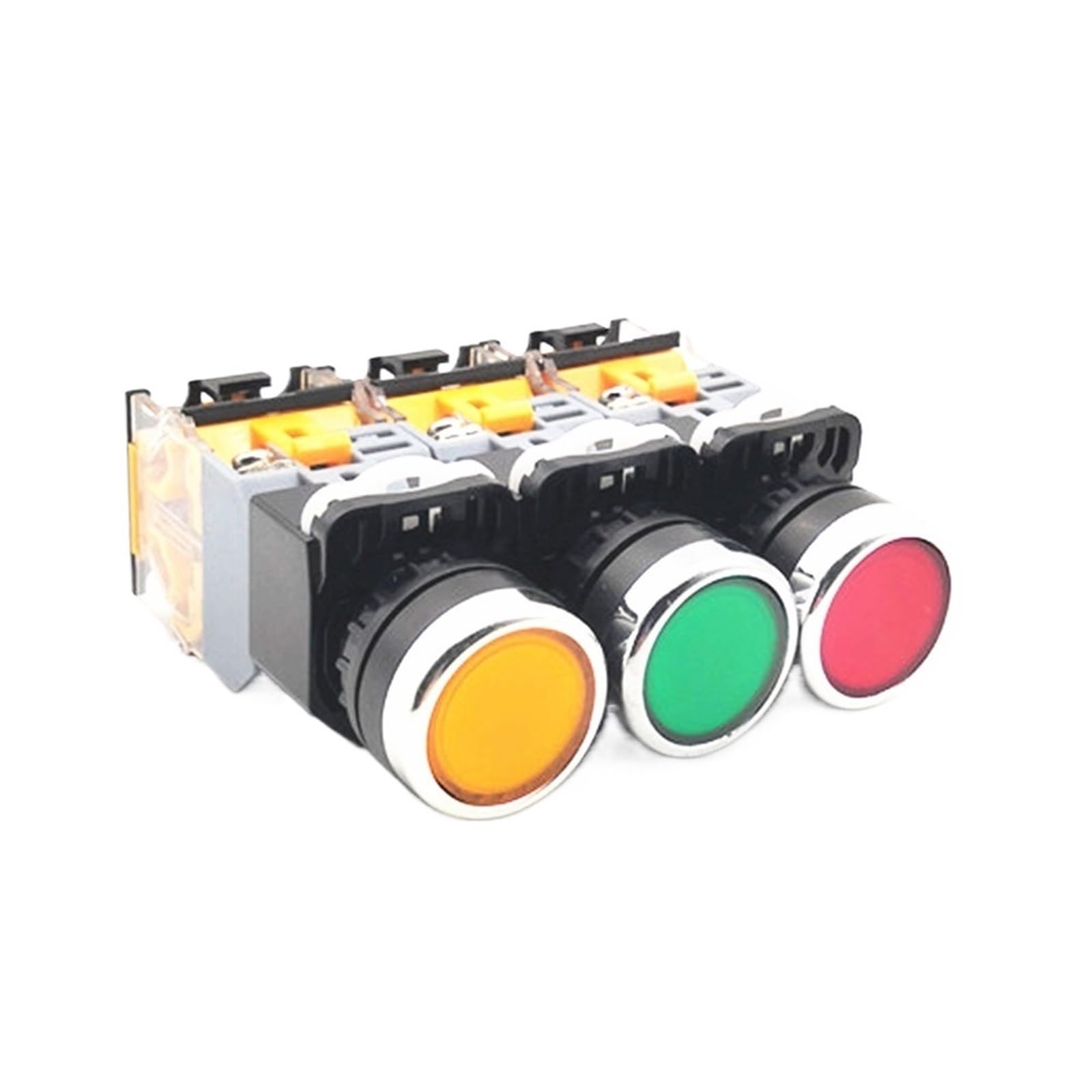 Interrupteur à Bouton-Poussoir argenté de qualité LA38-11DT LA38-11DNZS avec Voyant Lumineux Marche/arrêt, Verrouillage Automatique, 22 mm, 220 V, 24 V, voyants LED(Rosso,24V)