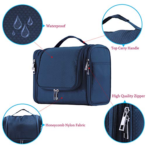 Buruis-Large-Capacity-Toiletry-Bag-for-Women-and-Men-Hanging-Toiletry-Organizer-Cosmetics-Makeup-Bag-Water-resistant-Dopp-kit-Shaving-Bag-for-Full-Sized-Toiletries-Travel-Essentials-Blue
