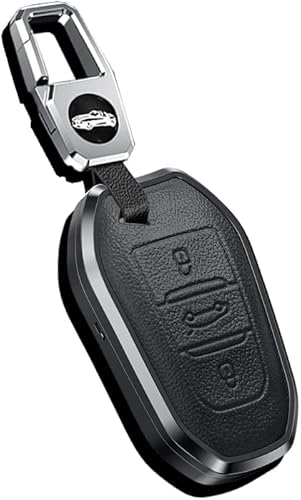Miniatura 10 de HIBEYO Funda de cuero de aleación para llavero con textura de automóvil, compatible con llavero para Peugeot Citroen Picasso Elysee, Marrón