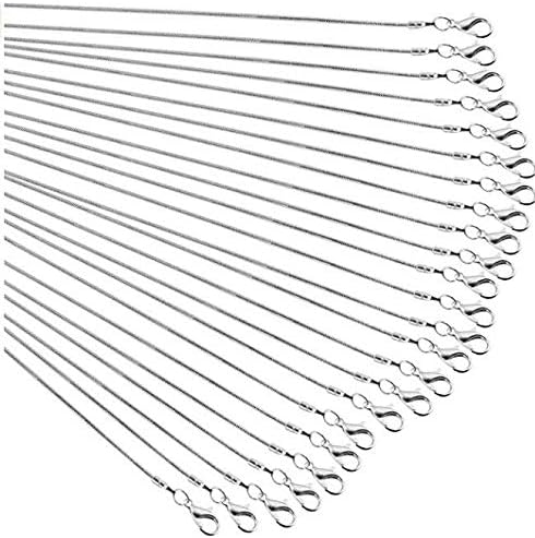 Forise 16 Inch 24 Pcs Silver Plated 1.2 mm Snake Chains Necklace with Lobster Clasps for Jewelry Making