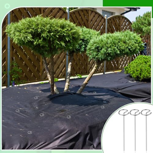 150 Pcs 6 Inch Circle Top Landscape Staples G-Shaped Thickened Galvanized Garden Fabric Staple Landscape-Fabric Staples Stakes Pins Landscape Fabric-Stakes