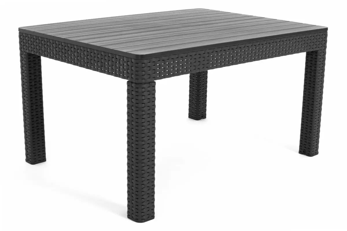Keter - Conjunto de Jardín Sanremo con Dos sillones y sofá de 3 plazas con Mesa Auxiliar, Resina imitación ratán Trenzado.
