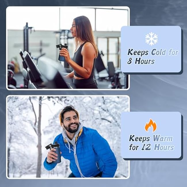 12oz Water Bottle Stainless Steel Metal Vacuum Insulated No Sweat, Sports Leakproof BPA free Lightweight Hot Cold Retention