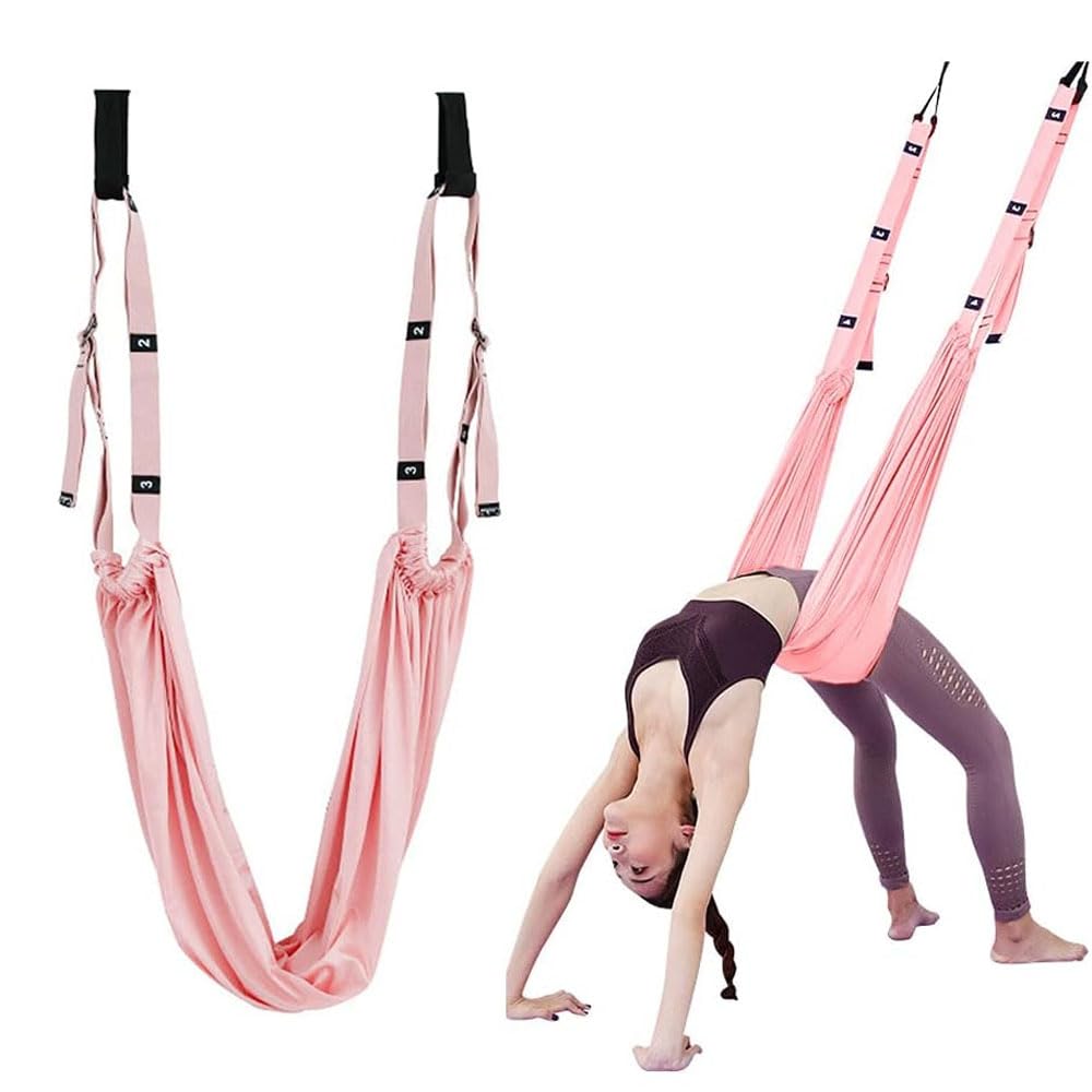 Goodern Yoga Back Leg Stretching Strap,Adjustable Waist Back Bend Stretch Strap Leg Stretching Assist Trainer Flexibility Trainer Stretching Equipment for Fitness Dance Ballet Yoga Gymnastics-Pink