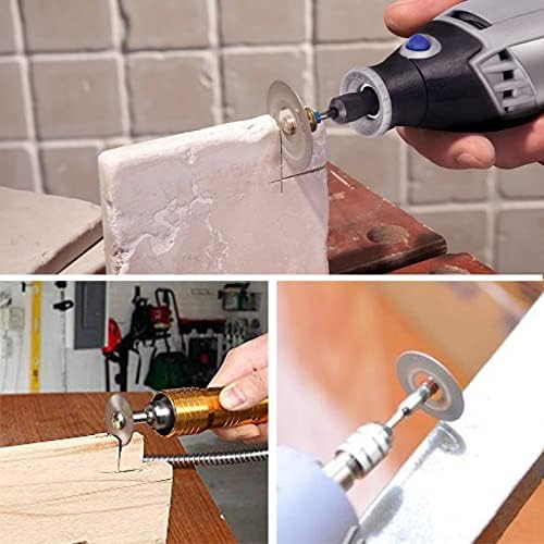 Circular Saw Blade Set KINDPMA 32 Pcs Cutting Wheel Discs with Mandrels Mini HSS Saw Blades Diamond Cutting Discs Cutting Wheel Set for Dremel Rotary Tool Wood Glass Plastic Stone Metal (32 Pcs)