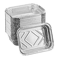 Relaxdays Aluschalen Grill, 50er Set, B x T: 18,5 x 13 cm, eckige Grillschalen, Tropfschalen indirektes Grillen, silber