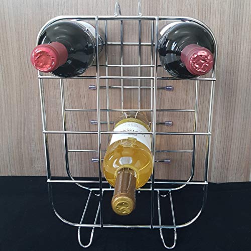 Suporte ou Adega para 12 Garrafas de Vinho de Aço para Chão ou Bancada Cromada CR425 Utimil