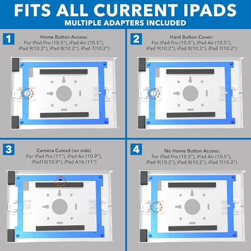 Image of Mount-It! Anti-Theft iPad Kiosk Wall Mount, Lockable Low-Profile, White | Steel Enclosure for Retail & Commercial Use, iPad Gen 7-11 (A16), Pro & Air, 75x75 VESA Flush Tablet Mount