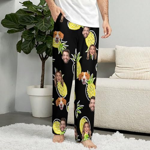 Custom Pajama Pants Valentines Day Hearts Mens Lounge Pants Personalized Face Sleep Bottoms Pajamas Sleepwear Loungewear4