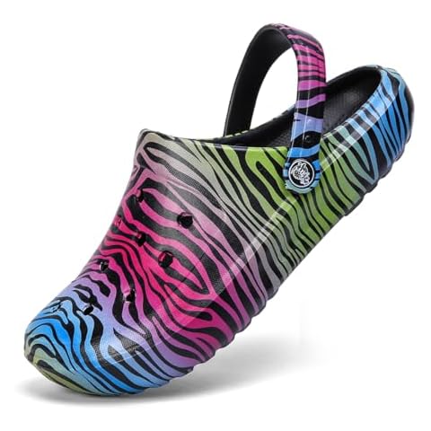 HoEase Women's Tie-dye Pattern Clogs, Slip On Lightweight Two-Way Wear Garden Clogs, Non-Slip Summer Beach Slides, Garden Shoes for Women Black Cover