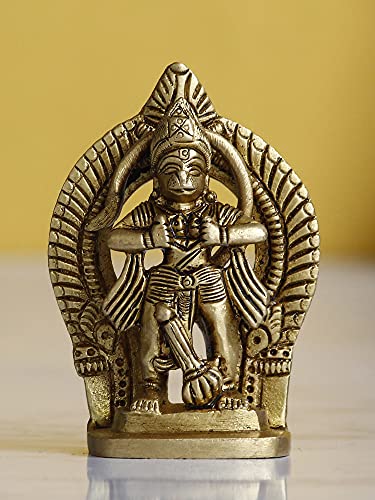 Image of eCraftIndia Golden Brass Handcrafted Lord Hanuman Opening His Heart and Showing Sita Ram in His Heart Idol - Divine and Expressive Religious God Statue for Home, Office, Temple, Pooja Room