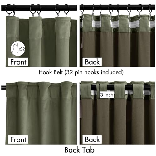 Image of MIULEE Velvet Curtains 50W x 96L 2 Panels Sage Green Blackout Curtains | Luxury velvet fabric, pinch pleat design, back tab hooks, thermal insulated, blackout light blocking, for living room bedroom