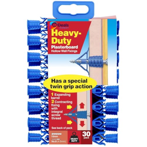 UKDeals Direct Plasterboard Fixings Plasplugs Heavy Duty Cavity Hollow Wall Drywall Plugs 30s