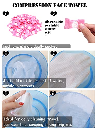 Honbay 100Pcs Disposable Portable Compression Face Towel Cotton Washcloth For Travel, Home,Camping And Other Outdoor Activities #TOP5