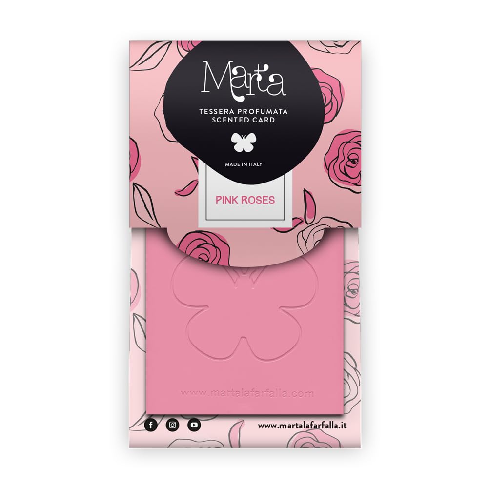 Marta Card Pink Roses Tre Tessere al Profumo di Rosa per Armadi e Cassetti