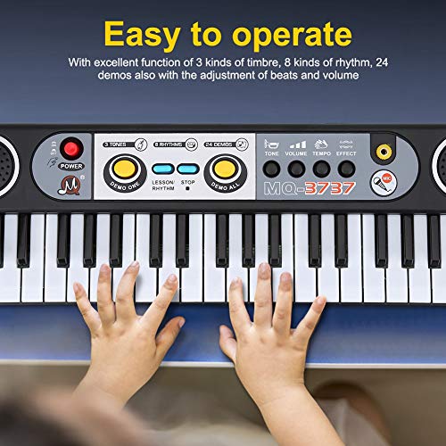 Elektronisch keyboard piano met 37 toetsen, piano met microfoon, 3 soorten timer, 8 soorten ritme, 24 demo-functie… - Image 4
