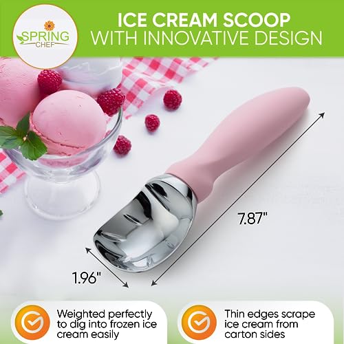 Spring Chef Ice Scoop with Soft Handle Sturdy Professional Scoop Heavy Duty Scoop Premium Kitchen Tool for Cookie Dough Gelato - Image 2