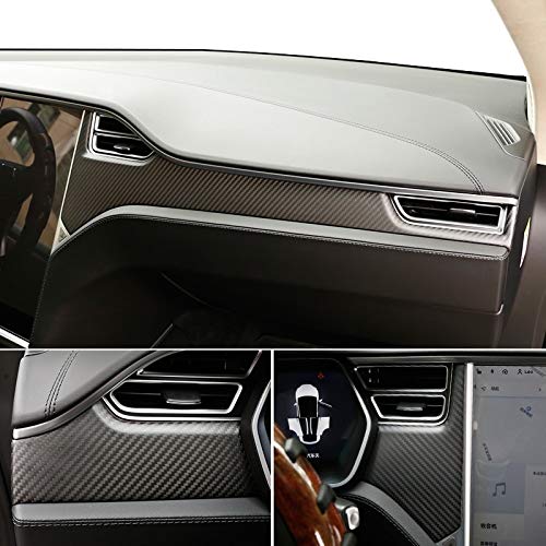 Pokrowiec dekoracyjny do samochodu Tesla Model S X 2014-2019 włókno węglowe konsola środkowa naklejka na konsolę środkową samochodu akcesoria do ulepszenia wnętrza samochodu (kolor: gładki)