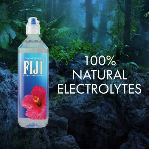 Image of FIJI Natural Artesian Bottled Water 700mL / 23.7 Fl Ounce (Pack of 12) - Sports Cap - 100% Natural Electrolytes