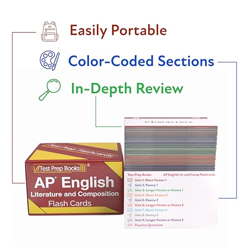 Image of AP English Literature and Composition Study Cards 2026-2027: AP English Lit and Composition Prep and Practice Test Questions [Full Color Cards]
