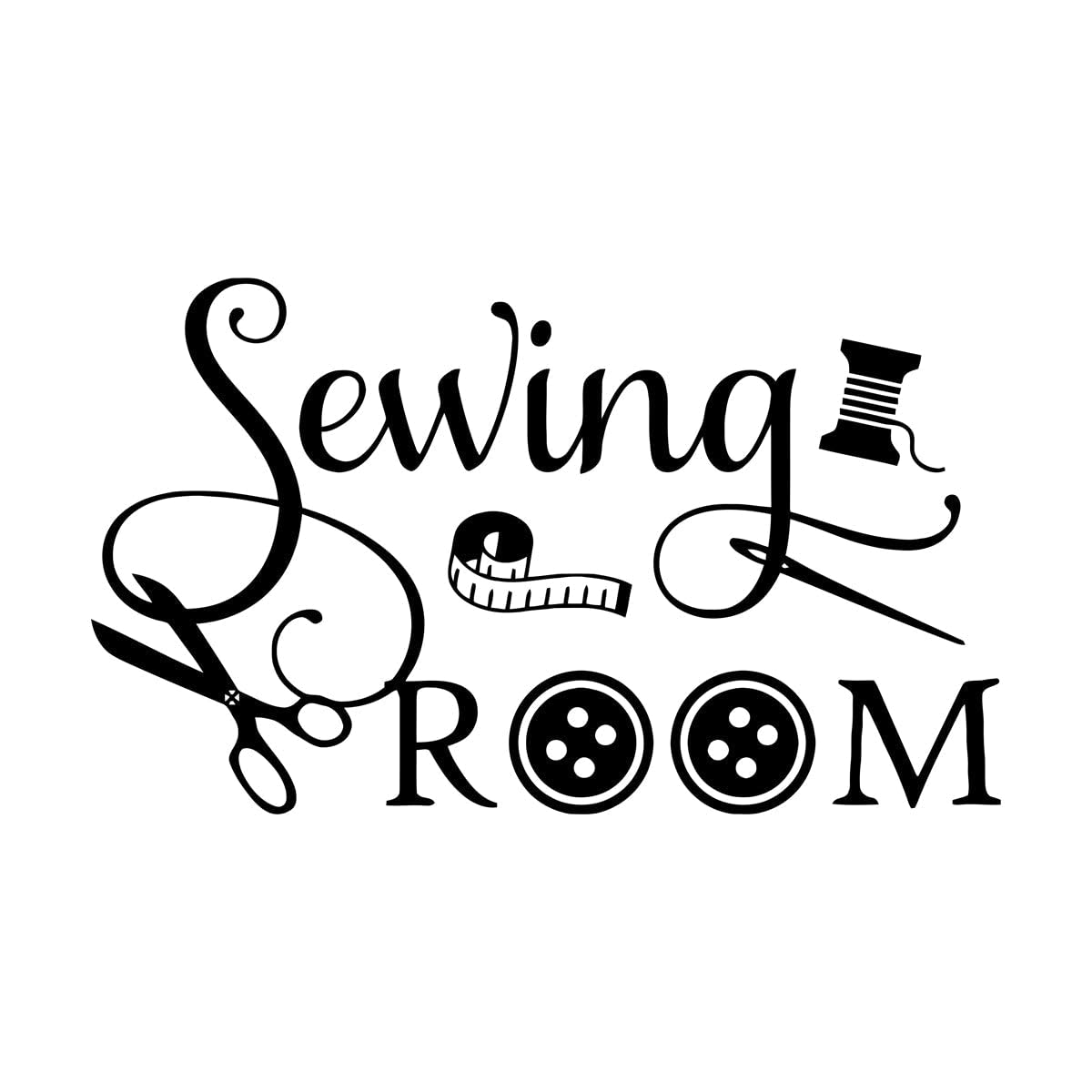 Lzhouting Wall Stickers 0534 Sewing Room Wall Decal Sewing Decor Vinyl Sticker Sewing Room Craft Room Wall Sticker Crafting Room Sewing Sign Poster Small - 34X57cm