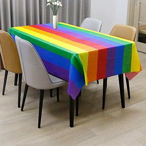 Roontin RainbowTablecover DisposablePlasticTablecloth Rectangular