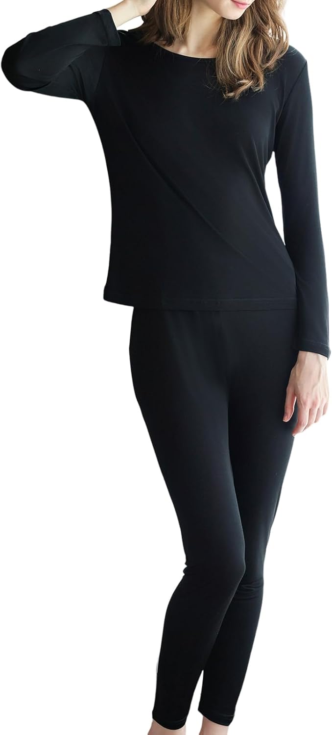 Women's Silk Thermal Underwear Set Long Johns Scoop Neck Undershirt Winter Cold Weather Base Layer Warm Top Bottom - Image 8
