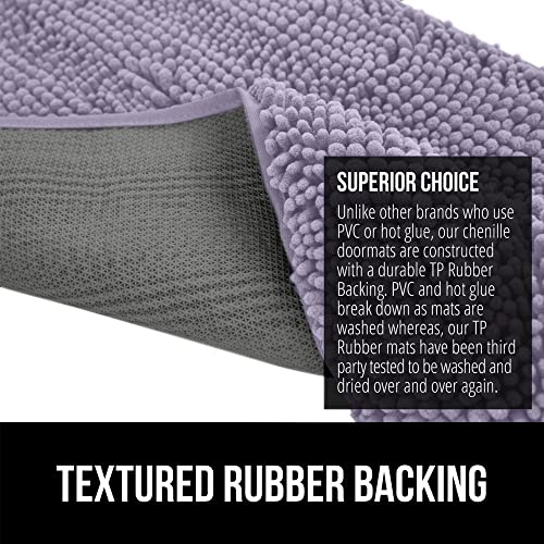 Image of Gorilla Grip Original Indoor Durable Chenille Doormat, 48x30, Absorbent Washable Inside Mats, Low-Profile Rug Doormats for Entry, Mud Room Mat, Back Door, High Traffic Areas, Soft Purple