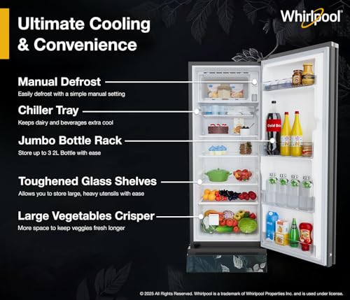 Image of Whirlpool 192 L 4 Star Icemagic Pro Inverter Direct-Cool Single Door Refrigerator (215 IMPRO GD ROY 4S INV SILVIA, Base Stand with Drawer)