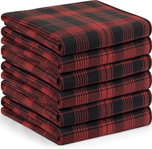 Utopia Towels Plaid Check Dish Towels, 15 x 25 Inches, 100% Ring Spun Cotton Super Absorbent Linen Kitchen Towels, Soft Reusable Cleaning Bar and Tea Towels Set (6 Pack, Black, Red) Utopia Towels Plaid Check Dish Towels, 15 x 25 Inches, 100% Ring Spun Cotton Super Absorbent Linen Kitchen Towels, Soft Reusable Cleaning Bar and Tea Towels Set (6 Pack, Black, Red)