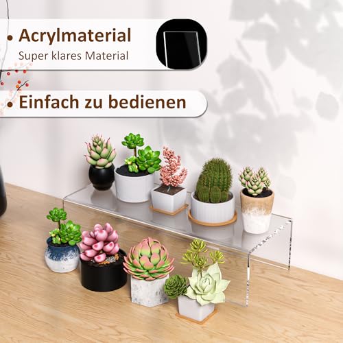 Sezanrpt Acryl Regal Riser 30x12x7.5cm Packung von 2, Desktop rechteckige Acryl Tablett Sockel Ständer für Figur, Taschen, 30x12x7.5cm