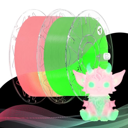 Image of Creality 3D Printer Luminous RFID Filament, Hyper RFID PLA Filament 1.75mm for 3D Printing, Glow in The Dark Filament, Bright Long-Lastin, 1KG(2.2 lbs) Spool (Pink+Green)