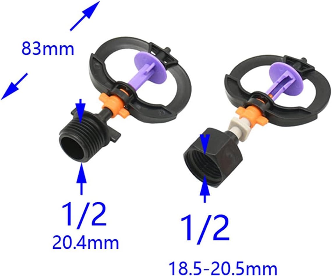 ガーデン芝生スプリンクラー灌漑システム オス 1/2 メス回転スプリンクラー 屈折水ノズル 庭用散水スプリンクラー ねじ式スプレー装