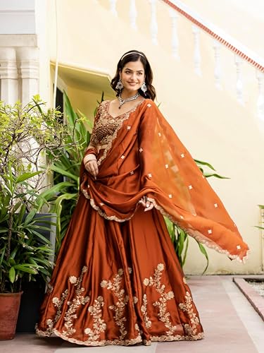 JIHU CULTURE orange silk lehenga choli – image 3