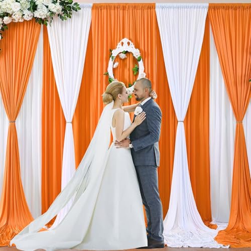 Image of 10 x 7 Feet Orange A Backdrop Curtain for Partie, Background Curtains for Photoshoot, Birthday, Wedding, Halloween, Thanksgiving, Christmas, New Year Party Decorations 5Ft x 7Ft, 2 Panels