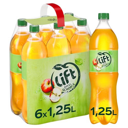 Lift Apfelschorle Schorlen-Erfrischungsgetränk mit fruchtigem Apfelsaft und Wasser 6x 1 25L Einweg PET Flaschen Vorratspack