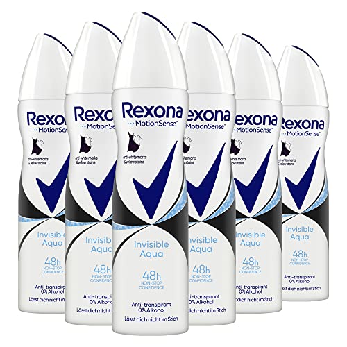 Rexona Women Anti Transpirant Spray Invisible Aqua Deospray mit 48 Stunden Schutz gegen Körpergeruch und Achselnässe mit Anti-Transpirant-Technologie 6x 150 ml