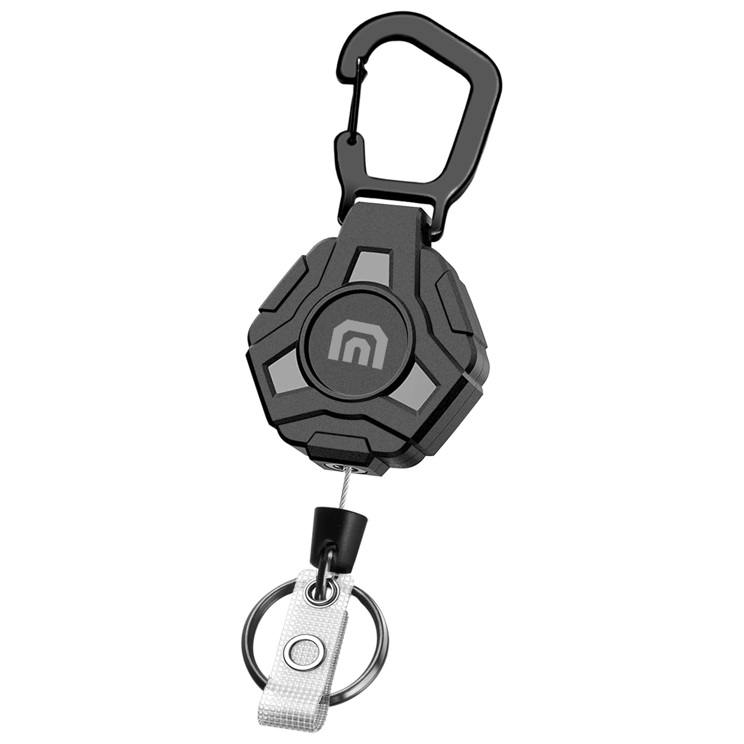 Soleebee Retractable Keychain, Heavy Duty Carabiner Retractable Badge Holder, Tactical ID Badge Reel with Key Ring and 31.5” Steel Retractable Cord, Bearing 8.0 oz (Style F)