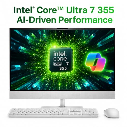 Image of Dell 24 All-in-One Desktop Computer 2026, Intel Core Ultra 7 355, 23.8 inch Anti-Glare FHD (1920x1080) Touchscreen, 32 GB DDR5-5600MT /s, 1 TB SSD, Copilot+ PC, Wi-Fi 7, Bluetooth 6.0, Windows 11 Pro
