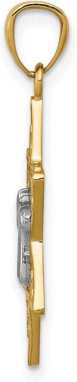 14k Two-Tone Gold Star of David Chai Pendant Necklace with Filigree Detailing, Religious Jewish Jewelry Featuring Hebrew Life Symbol, Faith Inspired Spiritual Charm for Men or Women 27 mm x 17 mm - Image 2