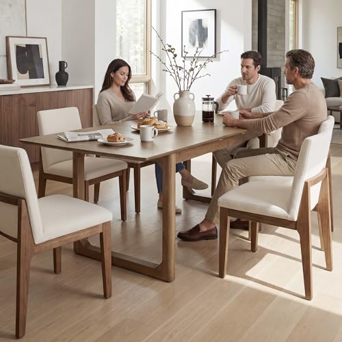 Image of DUOMAY 71 inch Extendable Wood Dining Table for 4-8, Mid Century Modern Rectangular Kitchen Table with Heavy Duty Wooden Base, Farmhouse Dinner Table for Dining Living Room Home Restaurant, Walnut