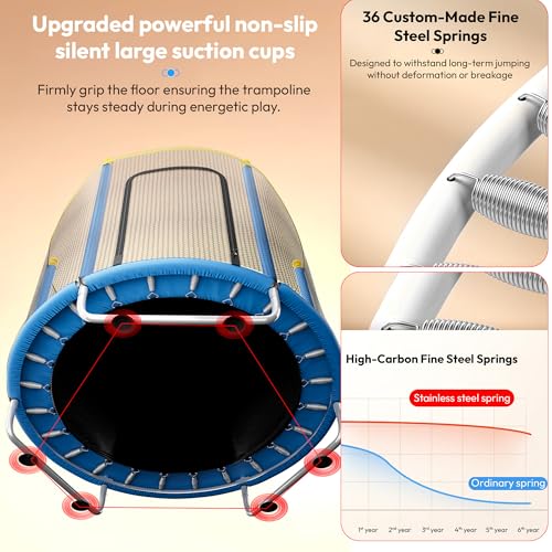 Image of StarAndDaisy 55 inch Trampoline for Kids at Home with Safety Net for Adults, Indoor & Outdoor Trampoline / 120KG Loading Capacity with Stainless Steel Frame & Legs -55 inch, 4.5 Feet (Blue)