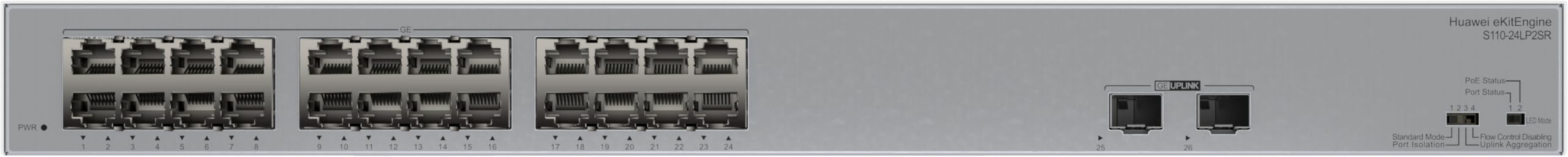 Huawei Switch S110-24lp2sr 24x10/100/1000basE-T Ports 2xge Sfp Ports Poe+ Ac Power Ekit De (p) (98012198)