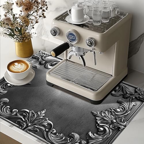 Image of HOMETITUTE Silver Baroque Stove Covers 28x20 Diatomite Heat Resistant Mat