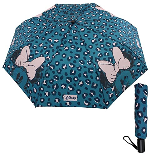 Paraguas Disney Minnie Mouse plegable azul automático infantil para lluvia y viento