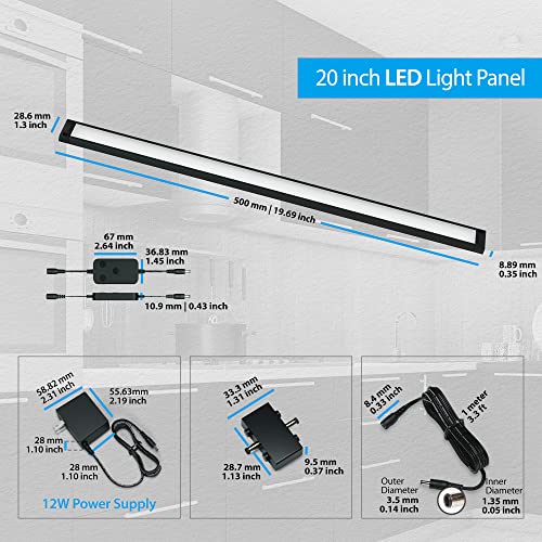 Image of EShine 1 Pack 20 inch Black Smart Dimmable LED Under Cabinet Lighting Kit Compatible with Alexa, Google - Light Color Cool White (6000K)